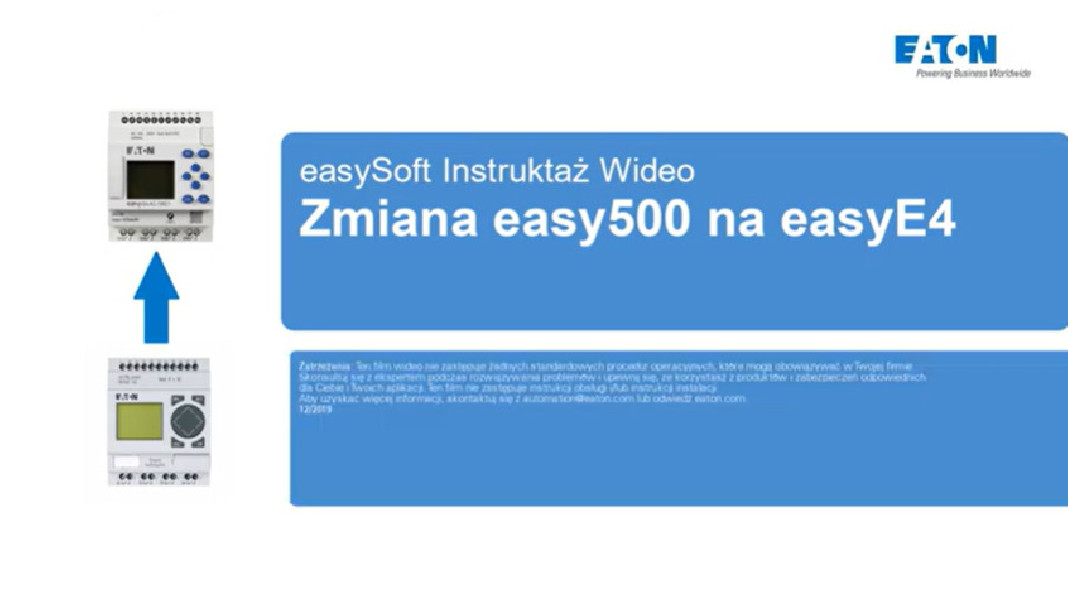 Easy E4 - Konwersja programu z Easy 500 na Easy 4